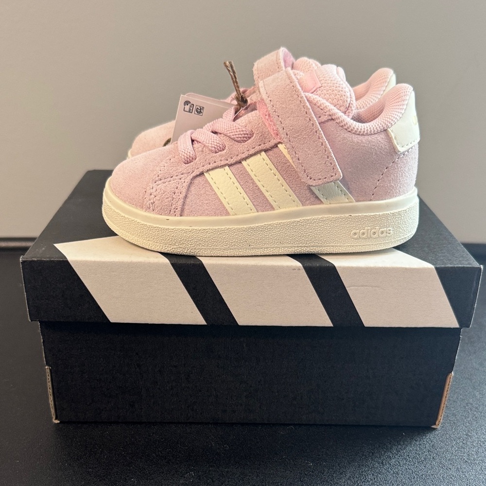 adidas Kids Pink and Cream Sneakers